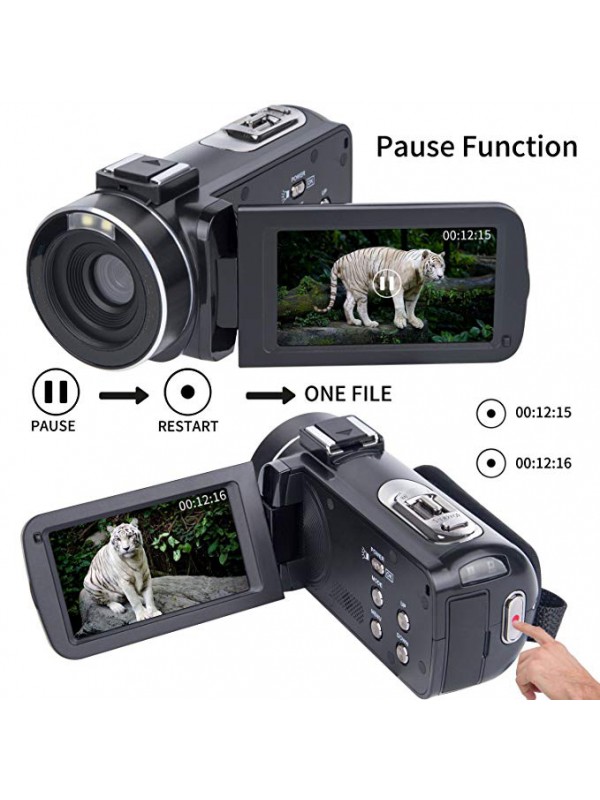 1080P 24.0MP 3.0 inch LCD 270 Degrees Rotatable Screen 16X Digital Zoom Camera Recorder 2 Batteries(301S-Plus)