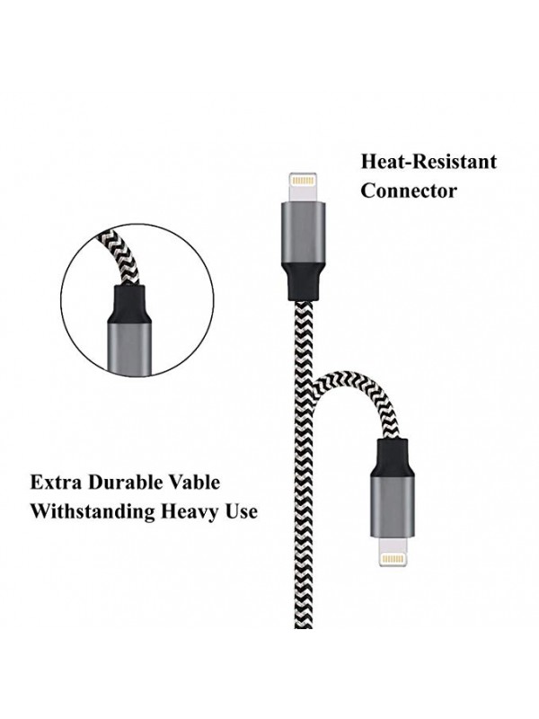Compatible iPhone Charger,3Pack 3FT/6FT/10FT Lightning Cable,Nylon Braided Charging Cables USB Charger Cord iPhone XS/XR/Xmax/X/8/8Plus/7/7Plus/6SPlus/6S/6Plus/5/5S/5C/iPad More(Black+Gray)