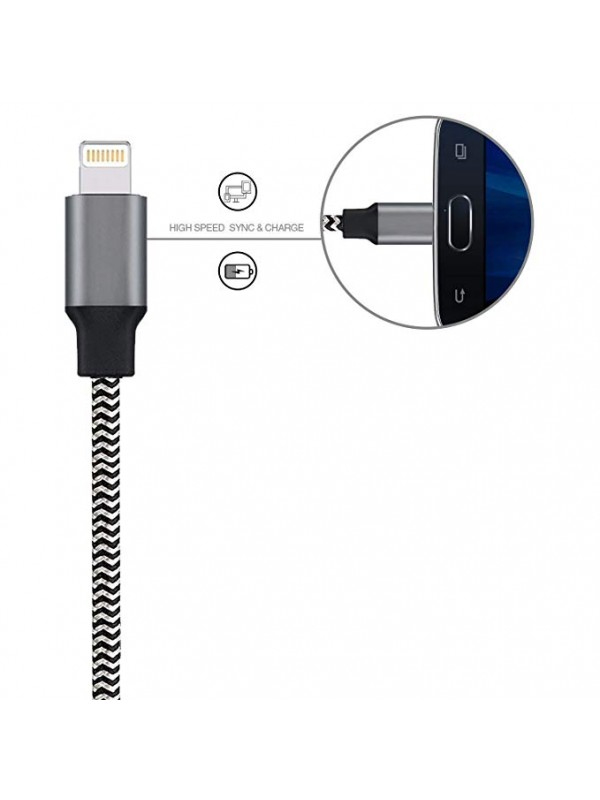 Compatible iPhone Charger,3Pack 3FT/6FT/10FT Lightning Cable,Nylon Braided Charging Cables USB Charger Cord iPhone XS/XR/Xmax/X/8/8Plus/7/7Plus/6SPlus/6S/6Plus/5/5S/5C/iPad More(Black+Gray)