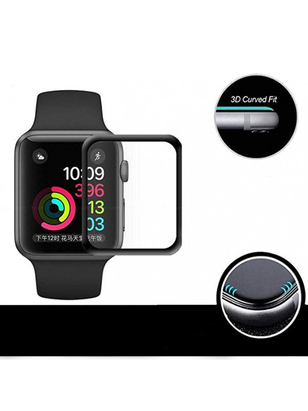 iWatch Screen Protector [2 Pack], Bubble Free Tempered Screen Protector for Apple Watch 38mm Series 3/2/1 (Black, 42mm)