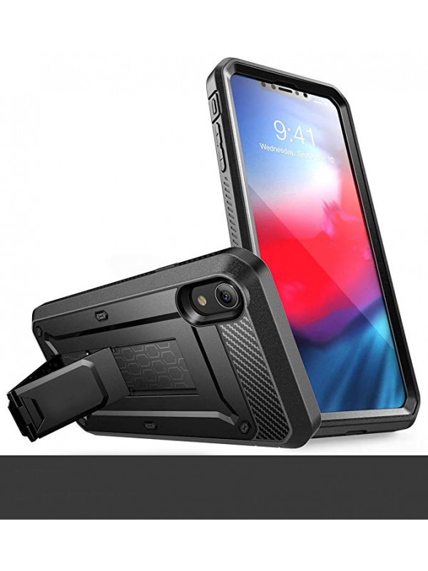 iPhone XR Case, Rugged Holster Case with Built-in Screen Protector for Apple iPhone XR (2018 Release), Unicorn Beetle Pro Series -Retail Package (Black)