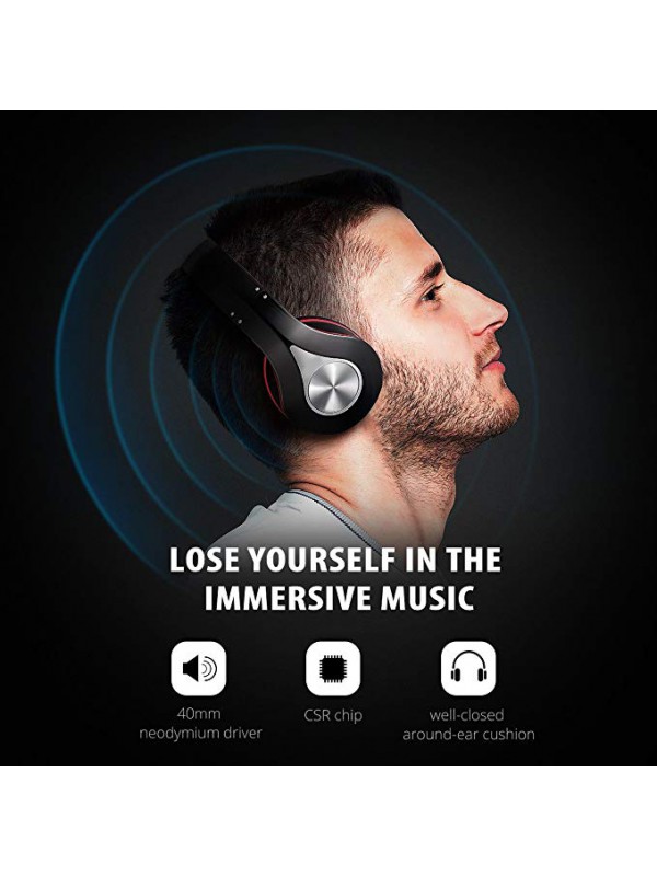 Bluetooth Headphones Over Ear, Hi-Fi Stereo Wireless Headset, Foldable, Soft Memory-Protein Earmuffs, w/Built-in Mic and Wired Mode for PC/Cell Phones/TV