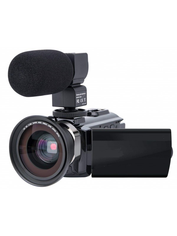 Video Camera Camcorder 4K Ultra HD Digital WiFi Camera 48.0MP 3.0 inch Touch Screen Night Vision 16X Digital Zoom Recorder with External Microphone and Wide Angle Lens,2 Batteries(4KMW) 