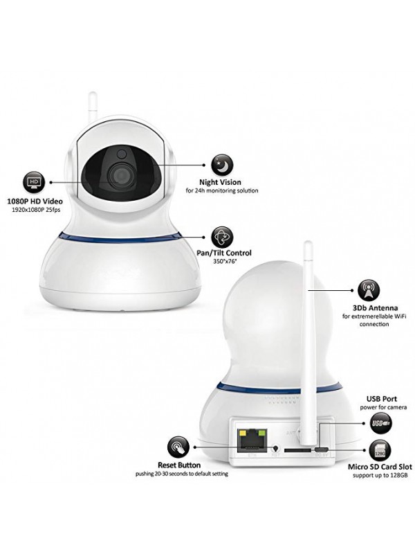 Wireless 1080P Security Camera, WiFi Home Surveillance IP Camera for Baby/Elder/ Pet/Nanny Monitor, Pan/Tilt, Two-Way Audio & Night Vision Q3-S