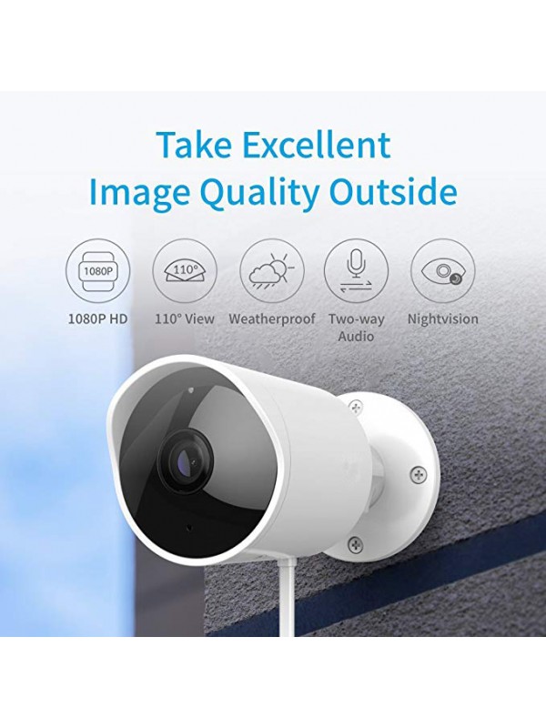 Outdoor Security Camera, 1080p Cloud Cam 2.4G Wireless IP Waterproof Night Vision Surveillance System with Two-Way Audio, Motion Detection, Activity Alert, Deterrent Alarm - iOS, Android App
