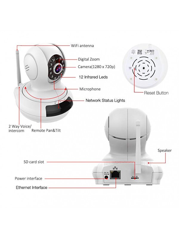 Wireless Camera, Baby Monitor WiFi IP Surveillance Camera HD 720P Nanny Cam Video