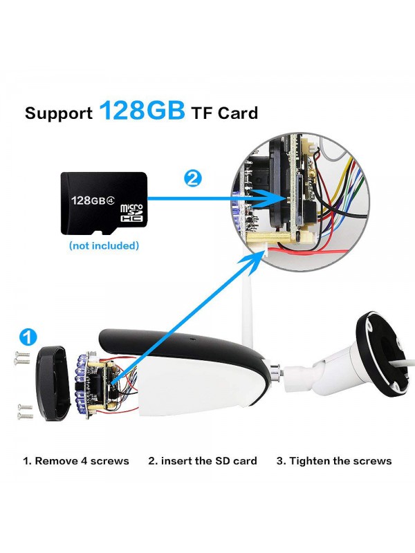 WiFi Camera Outdoor, Wireless Security Camera, 720P HD Night Vision Bullet Cameras, Waterproof Surveillance CCTV, IR LED Motion Detection IP Cameras for Indoor Outdoor, Support Max 128GB SD Card